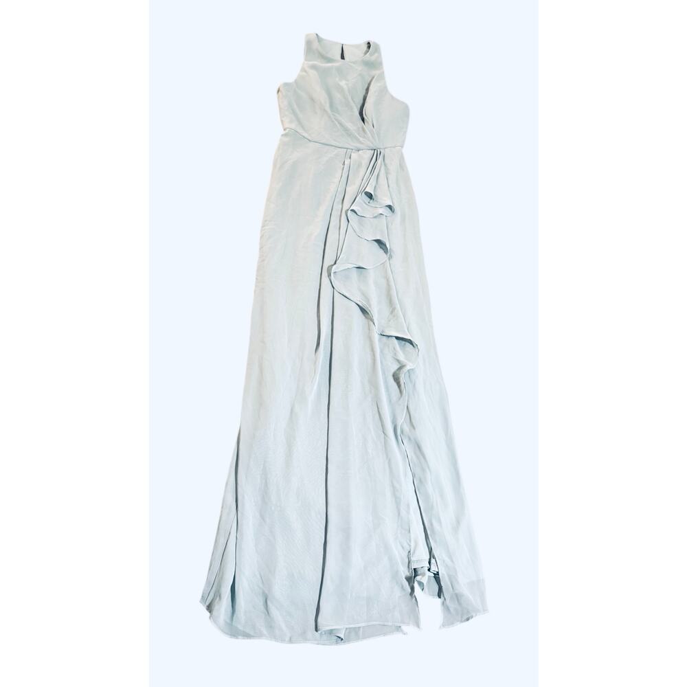 NWT After Six SLEEVELESS CHIFFON DRESS WITH DRAPED FRONT SLIT Size 4 Regular - Picture 3 of 11